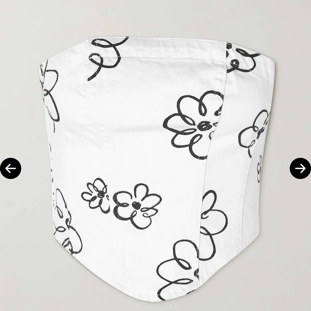 Reformation Denim Floral Crop Top